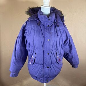 Brambilla France Vintage 90s Purple Duck Down Ski Jacket – Snowflake Embroidery